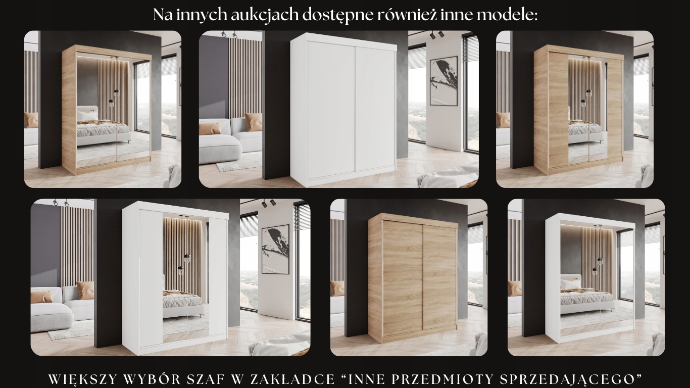 SZAFA PRZESUWNA 2-DRZWIOWA 120 x 205 CM - BIAŁA - LUSTRO C - GARDEROBA Liczba szuflad 0