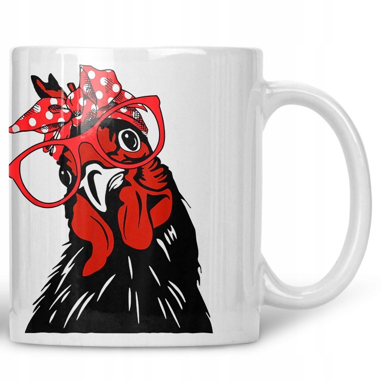 

Kubek Kura w okularach i opasce