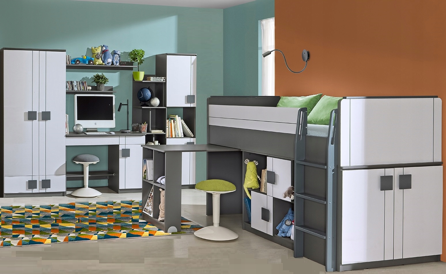 meble półka wisząca mała nad biurko łóżko komodę szara dla dzieci Gumi 05 Kolekcja Gumi