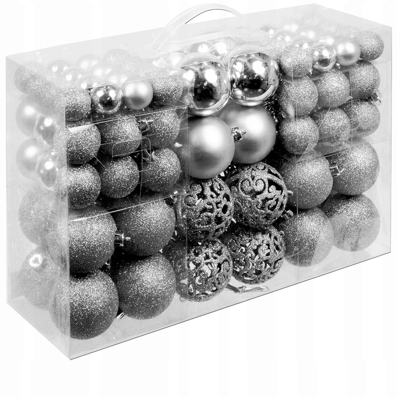 

Bombki Choinkowe 6/4/3cm 100SZT Zestaw Srebrny