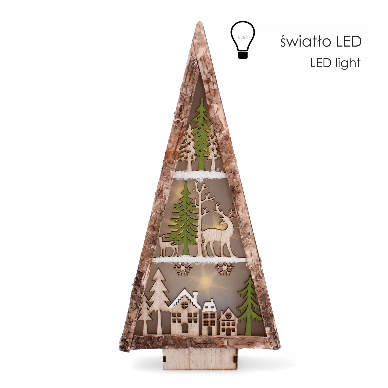 OZDOBA BOŻONARODZENIOWA CHOINKA TRÓJKĄTNA LAS LED