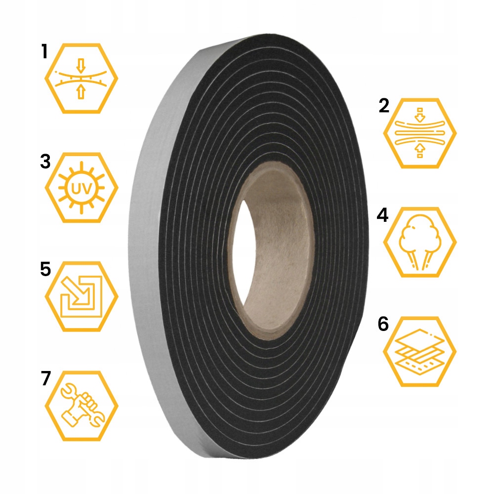 TAŚMA ROZPRĘŻNA USZCZELKA DACHOWA DO OKIEN DRZWI 15MM 20MM 8mb CZARNA Marka DR