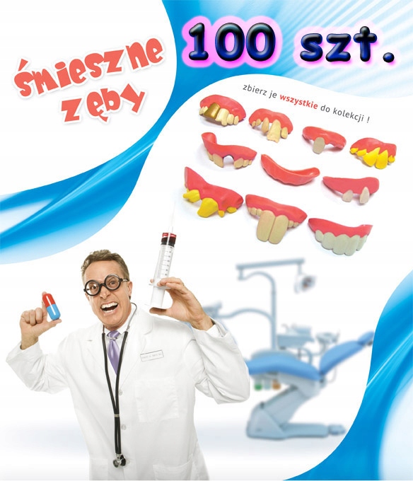 Zasyp do automatu w kapsule Zęby Śmieszne wsad 45-55mm piłka 100szt kulka