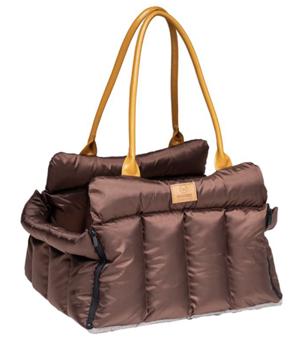 Levně Misoko Přepravka s Pelíškem pro psy a kočky 45x40x25 cm hnědý