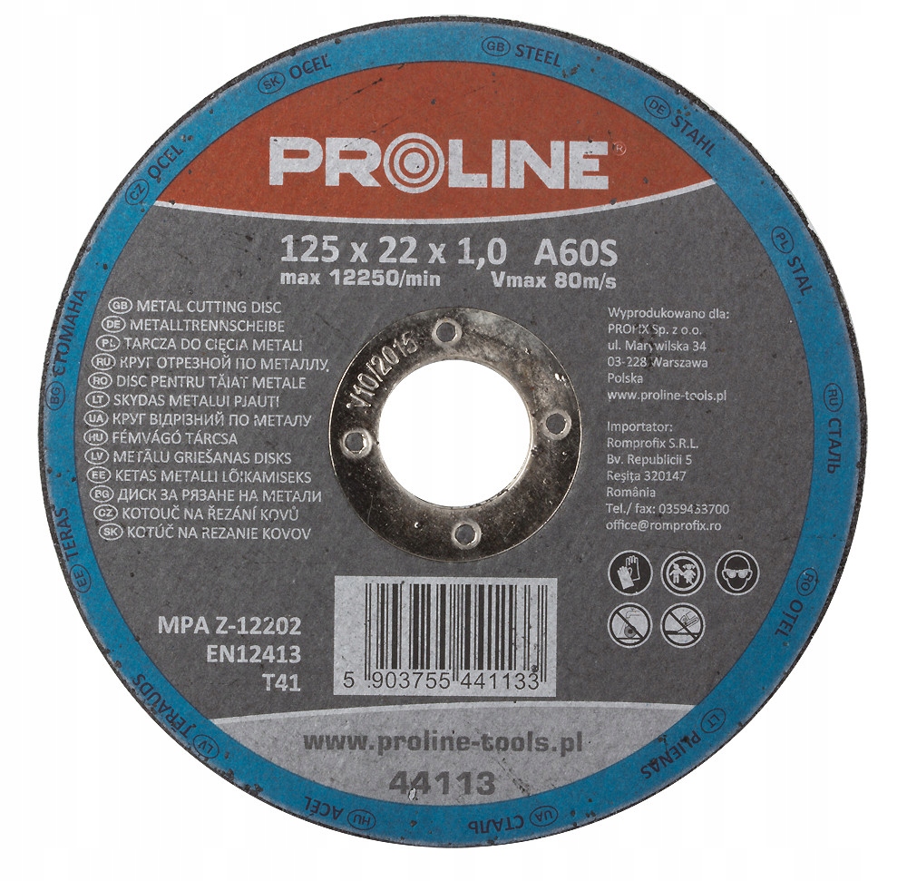 

Tarcza Do Cięcia Metalu 125X1,0X22 Proline 44113