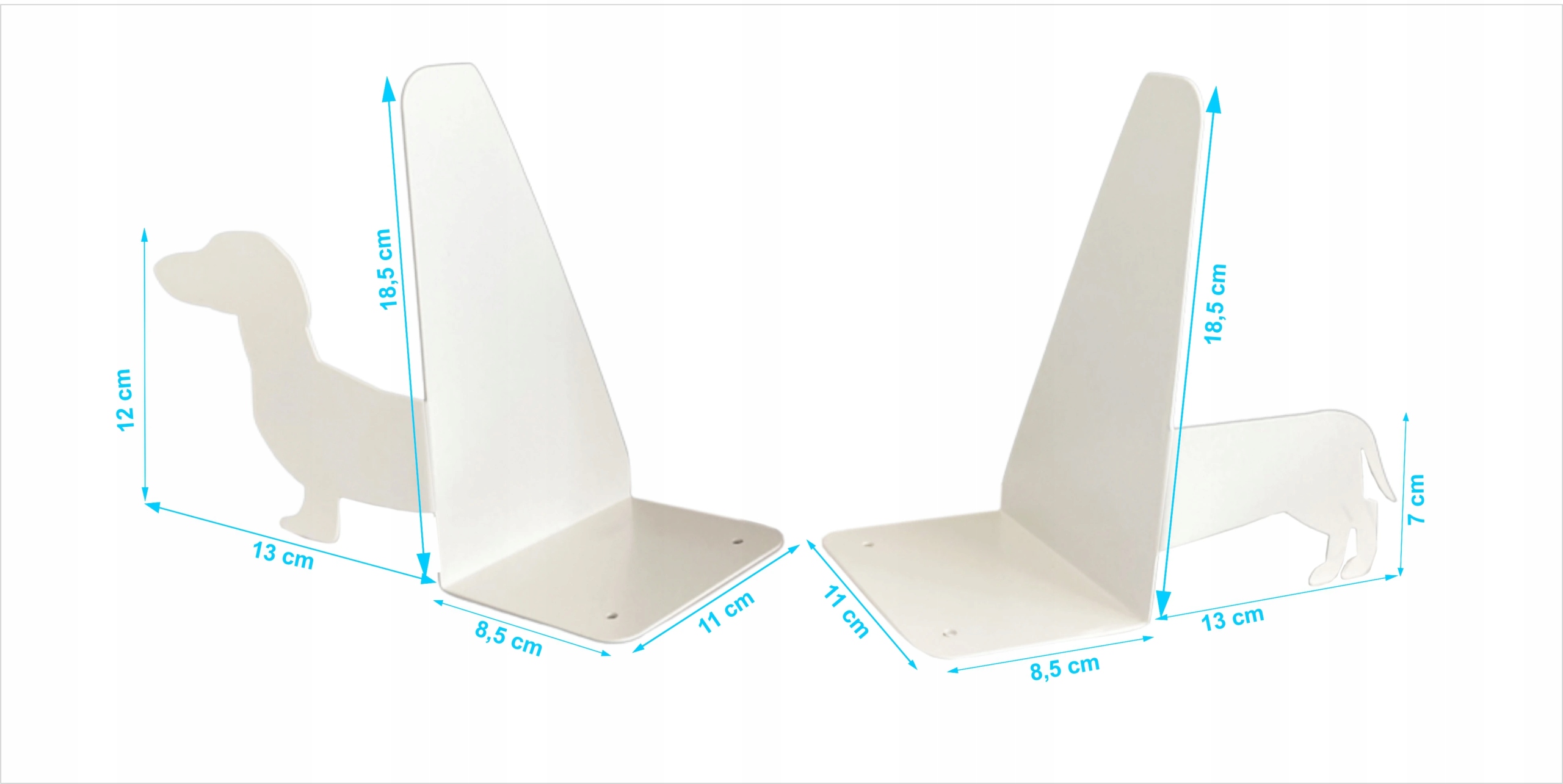 Podpórka do książek 2 części JAMNIK biały + GRATIS