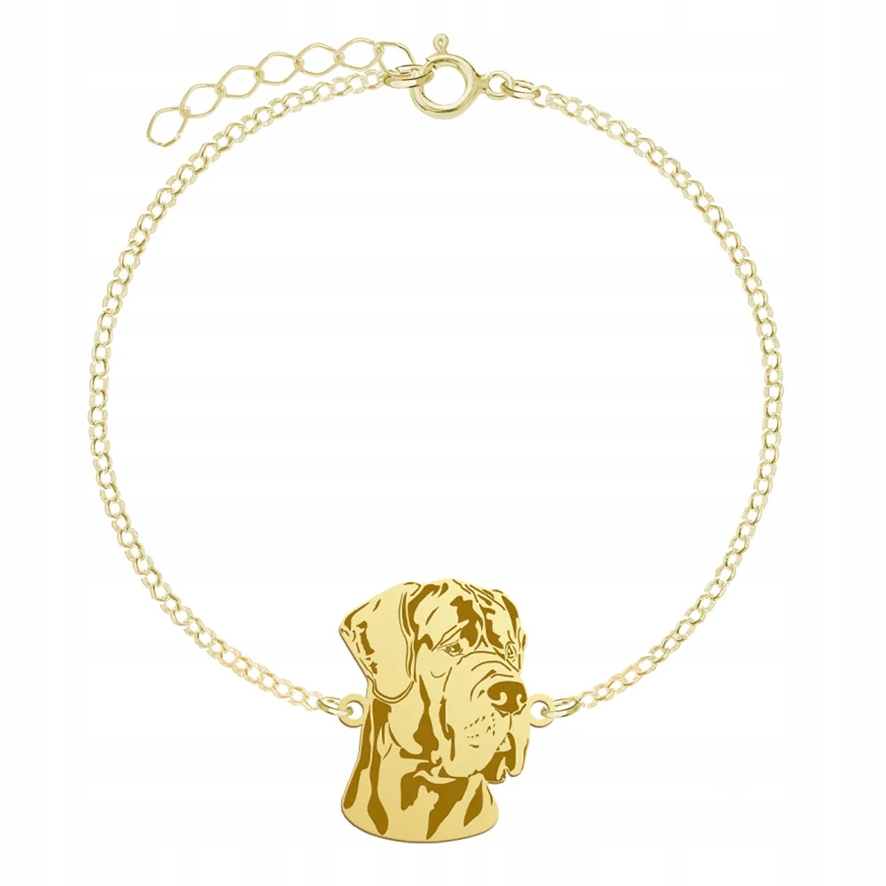 Zlatý náramek 925 se psem Německý pes Dárek Dedikace Gravírování Bonus