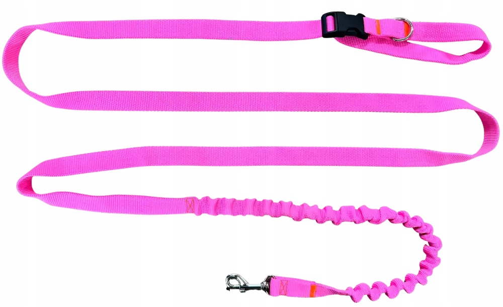 Levně Vodítko pro psa s tlumičem 480 cm Růžová Neon Regulovatelná HandsFree Vyrobeno v P