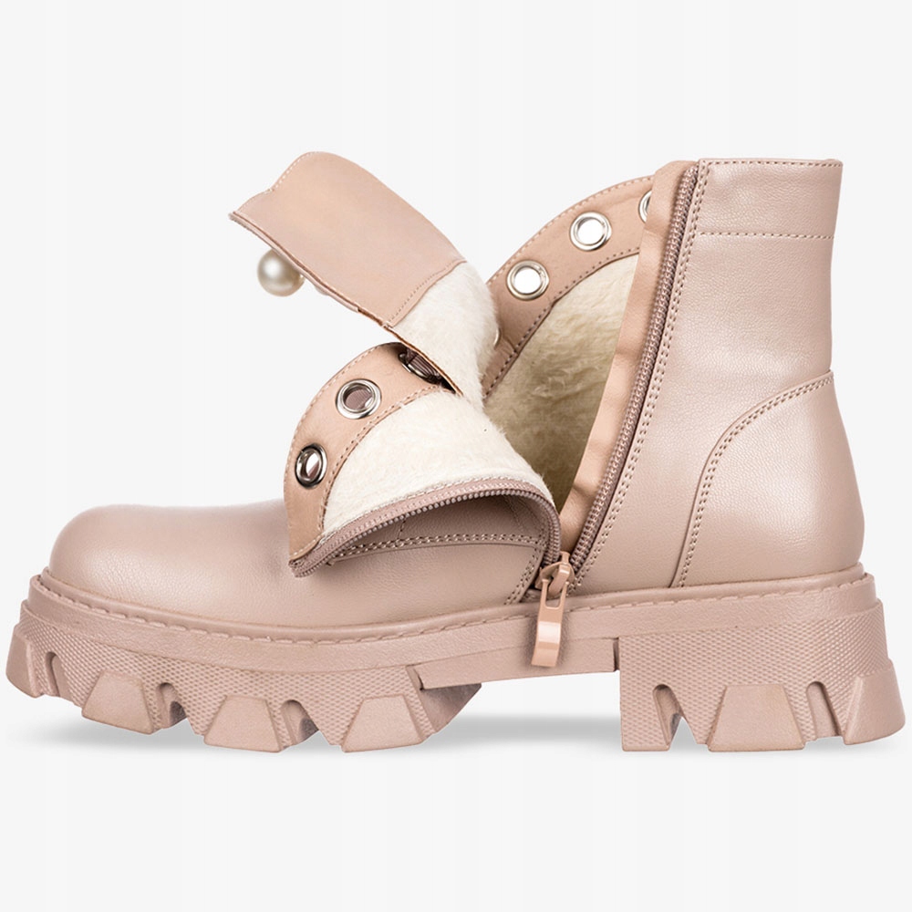 BOTKI DAMSKIE NA PLATFORMIE Z PEREŁKAMI WSTĄŻKA 40 Długość wkładki 26 cm