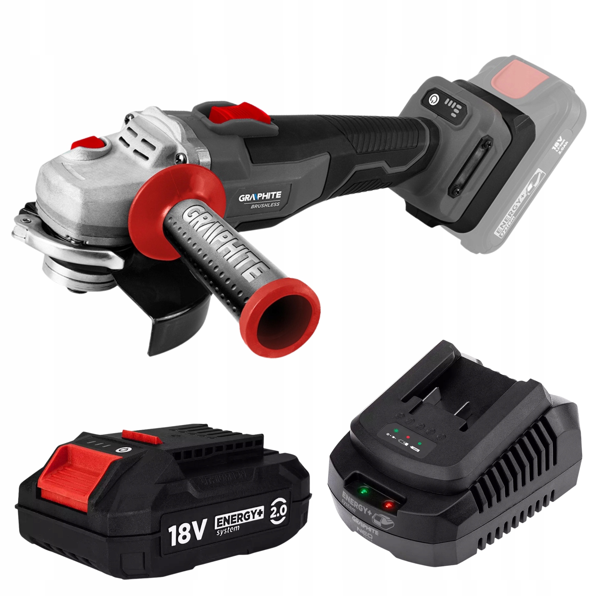 Szlifierka Kątowa Akumulatorowa 125mm Bezszczotkowa +Bateria 2Ah +Ładowarka