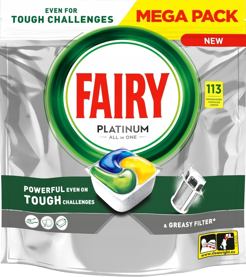 Levně Fairy Platinum All in One Lemon kapsle do myčky nádobí 113 ks