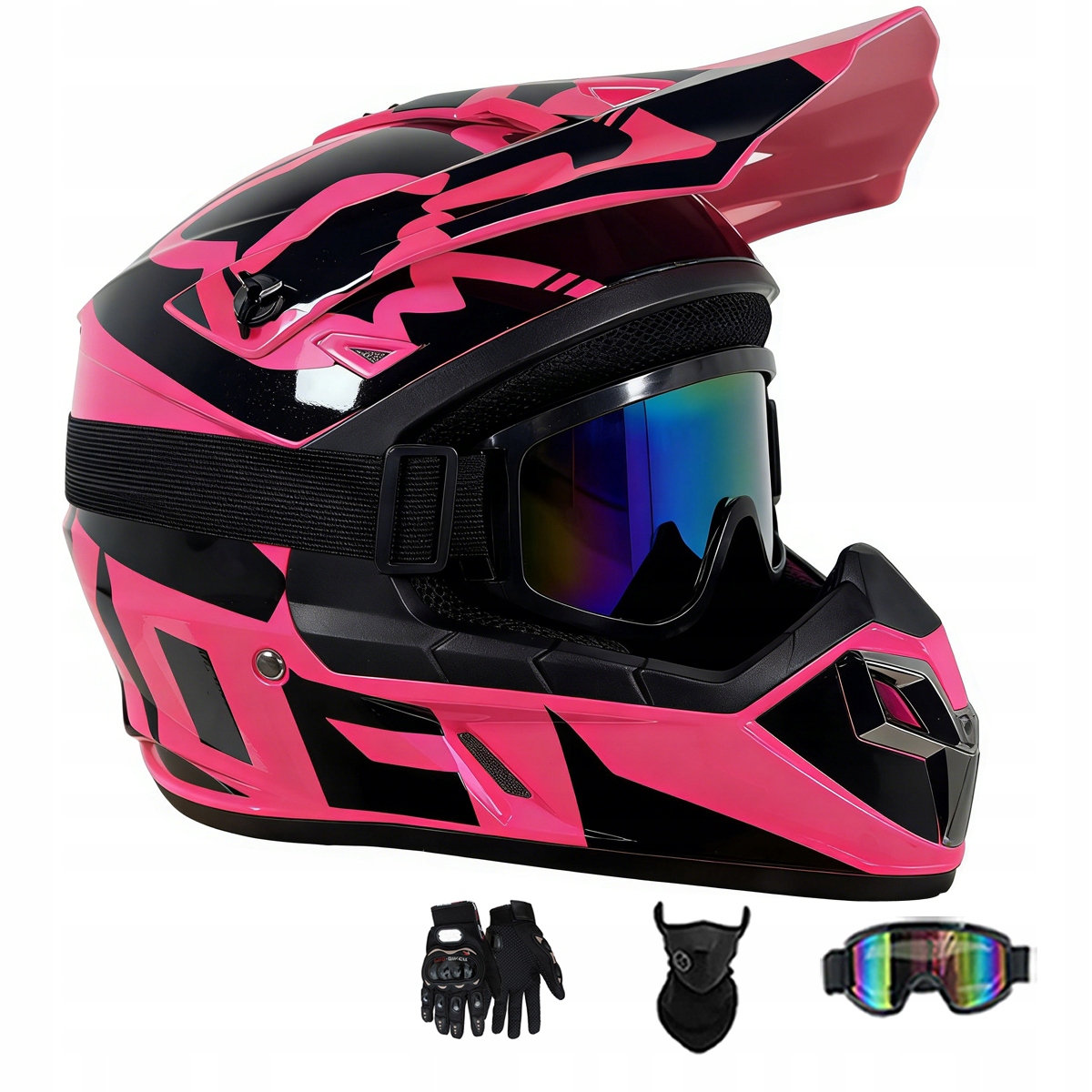 Motocyklová Přilba Crossová Lehká Enduro Quada Brýle Rukavice Maska L