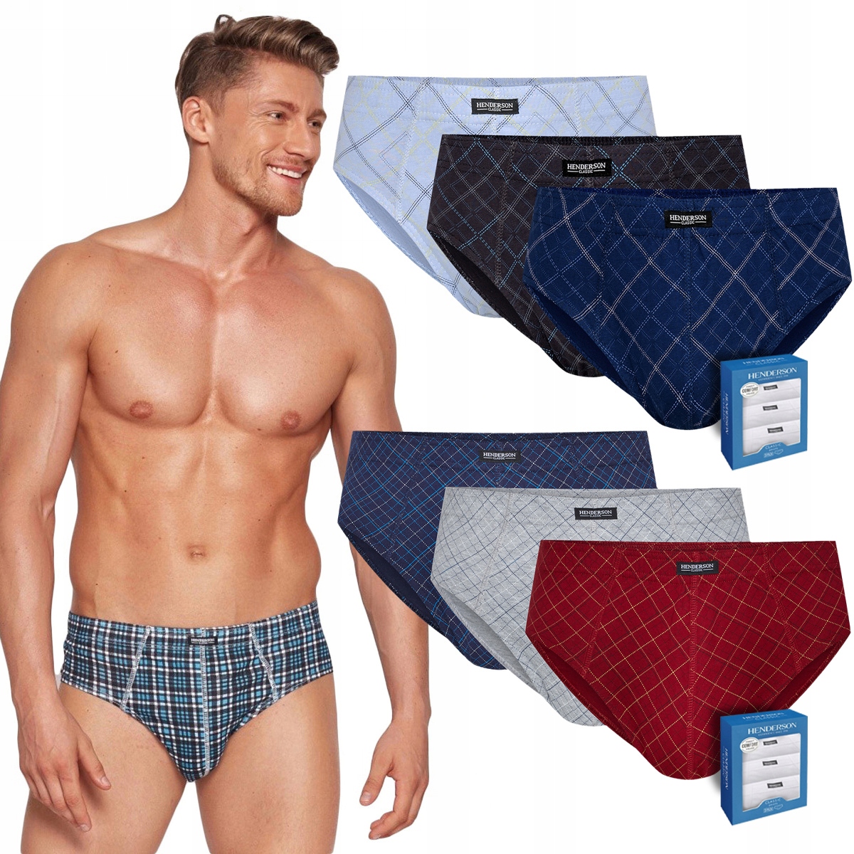 SLIPY męskie HENDERSON CLASSIC bawełna 6 szt r L