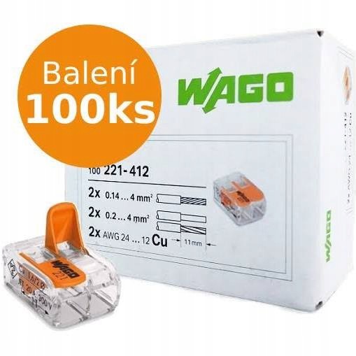 Wago 221-412 Compact páčková svorka 2x 0,2-4 mm2 (100 ks)