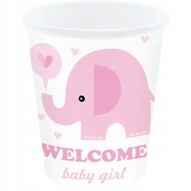 KUBECZKI papierowe SHOWER BABY kubki PARTY różowe