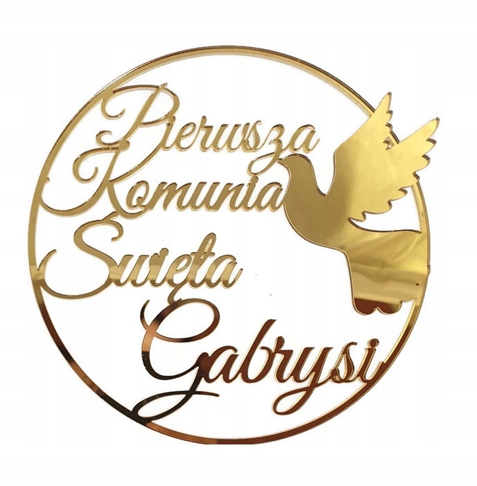 

Topper Komunia Dekor na komunie z imieniem złoty