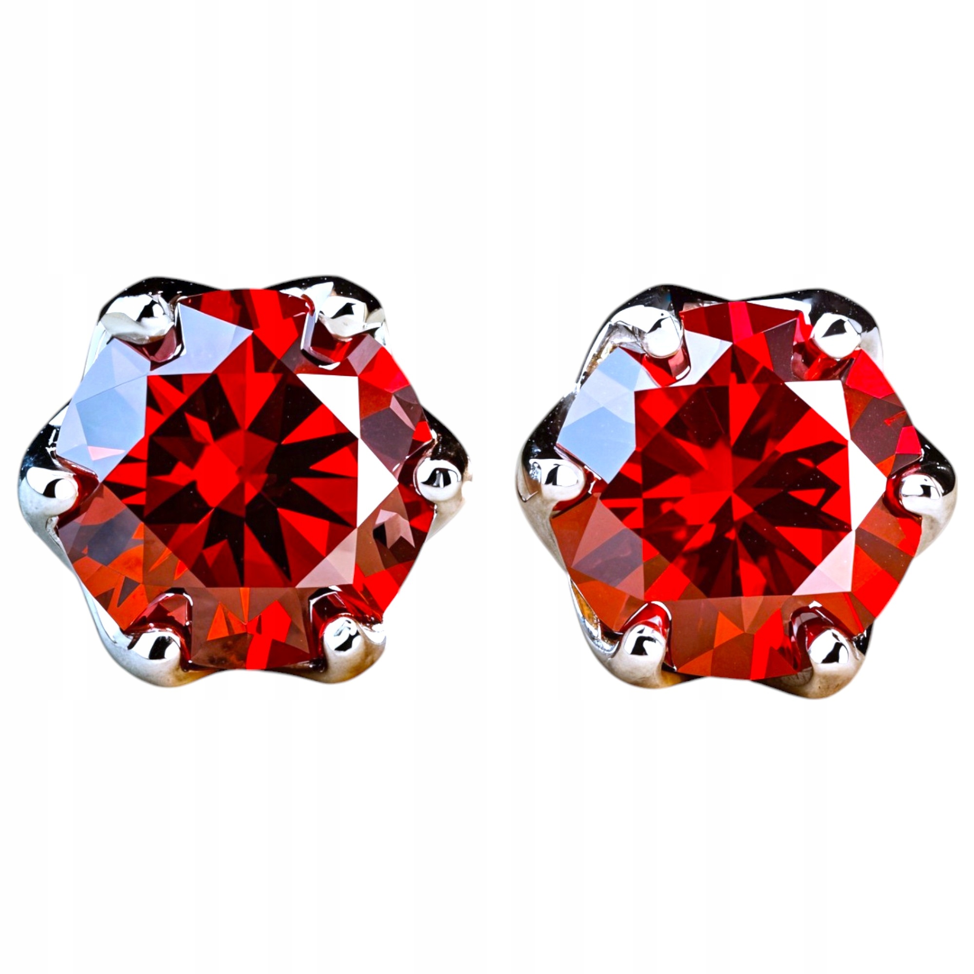 Velké Náušnice 2x 8mm 4 ct puzeta Rubín Moissanit moissanit briliantní brus
