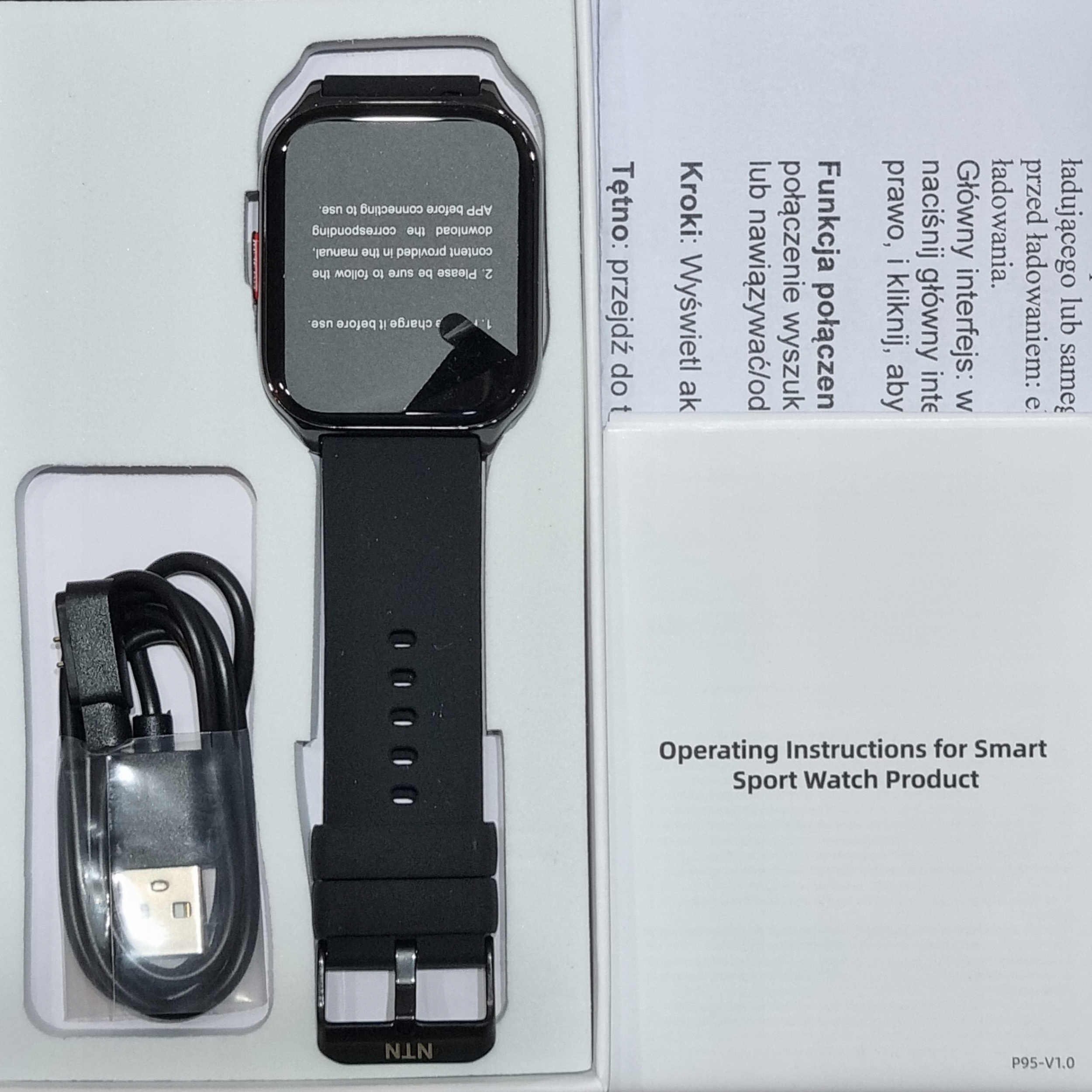 SMARTWATCH ZEGAREK DAMSKI NTN P5BLACK MENU PL Kolor czarny