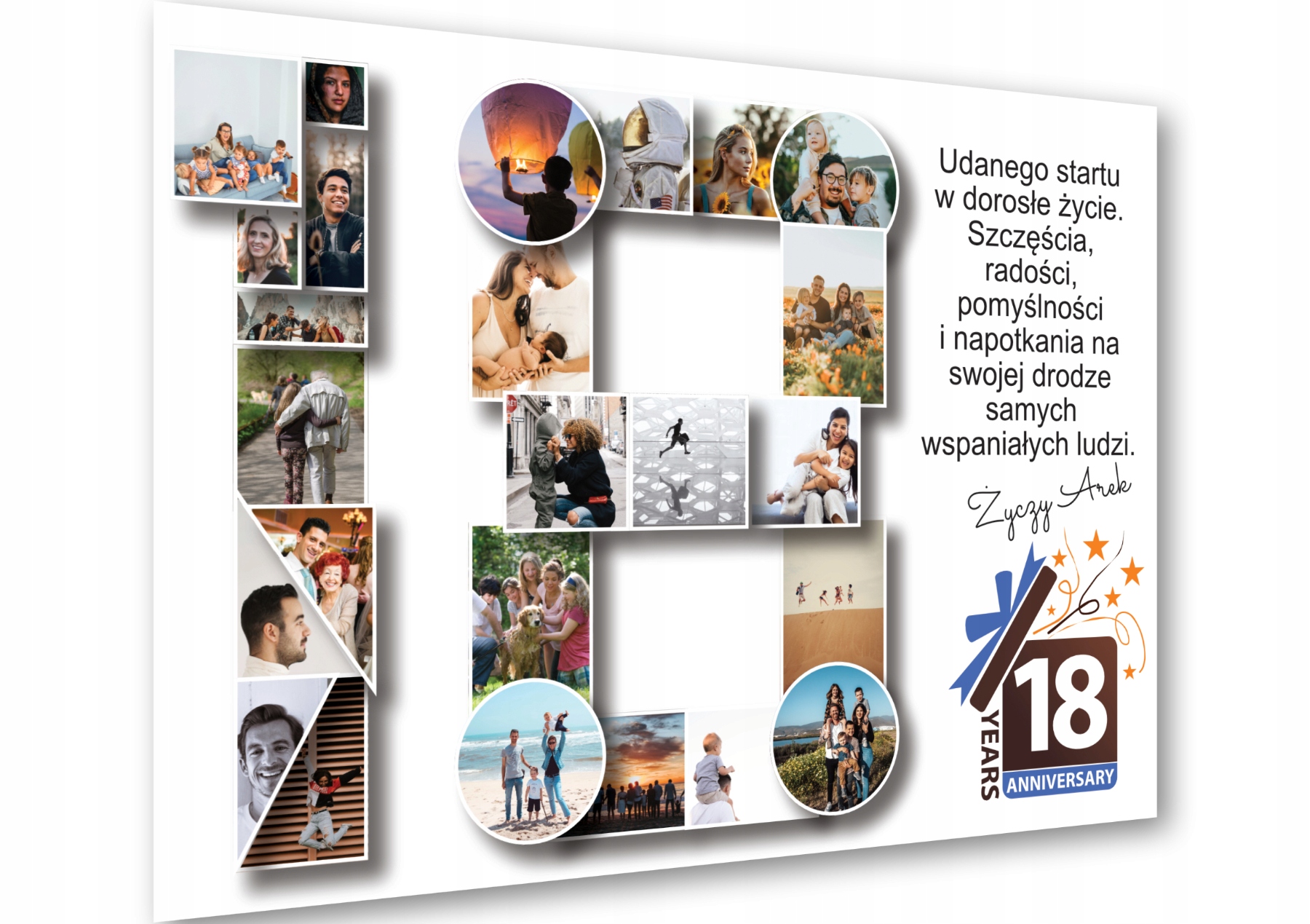 

Kolaż 18, 18stka Dorosłość Prezent, A3 +Antyrama