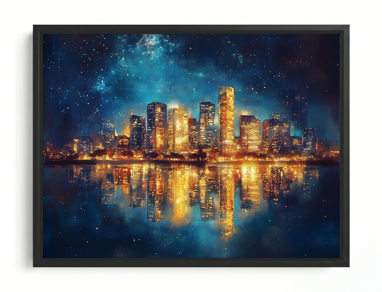 Obraz Rama American Box Mesto Noc Hviezdy Mrakodrapy New York Usa 80x60
