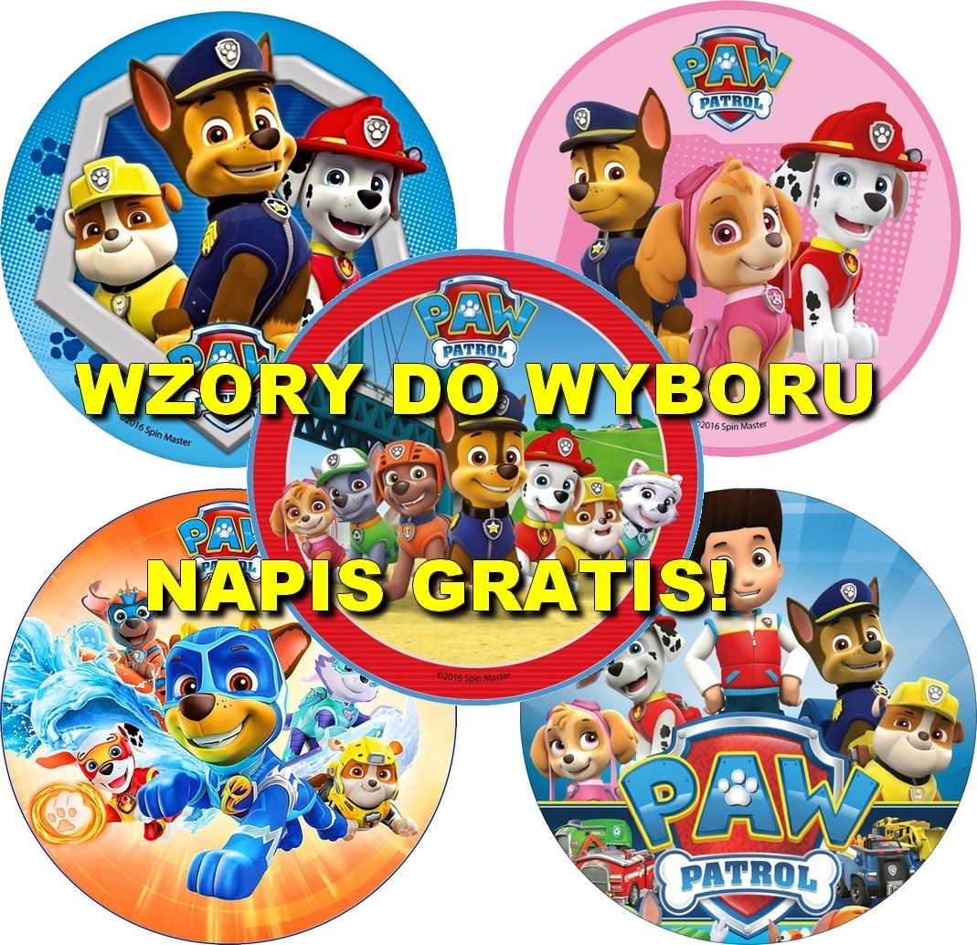 OPŁATEK NA TORT OPŁATKI PSI PATROL RÓŻNE WZORY + dowolny napis URODZINY