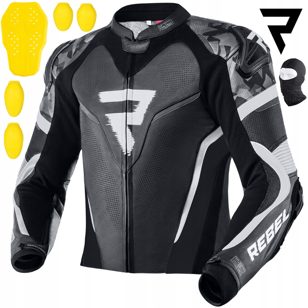 Motocyklová Bunda Rebelhorn Rebel Blk/wht| Mužská Kožená Harb Darčeky