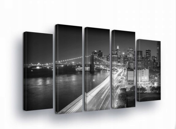 Obraz 150x100 New York Brooklynský most noc Manhattan čiernobiela krajina