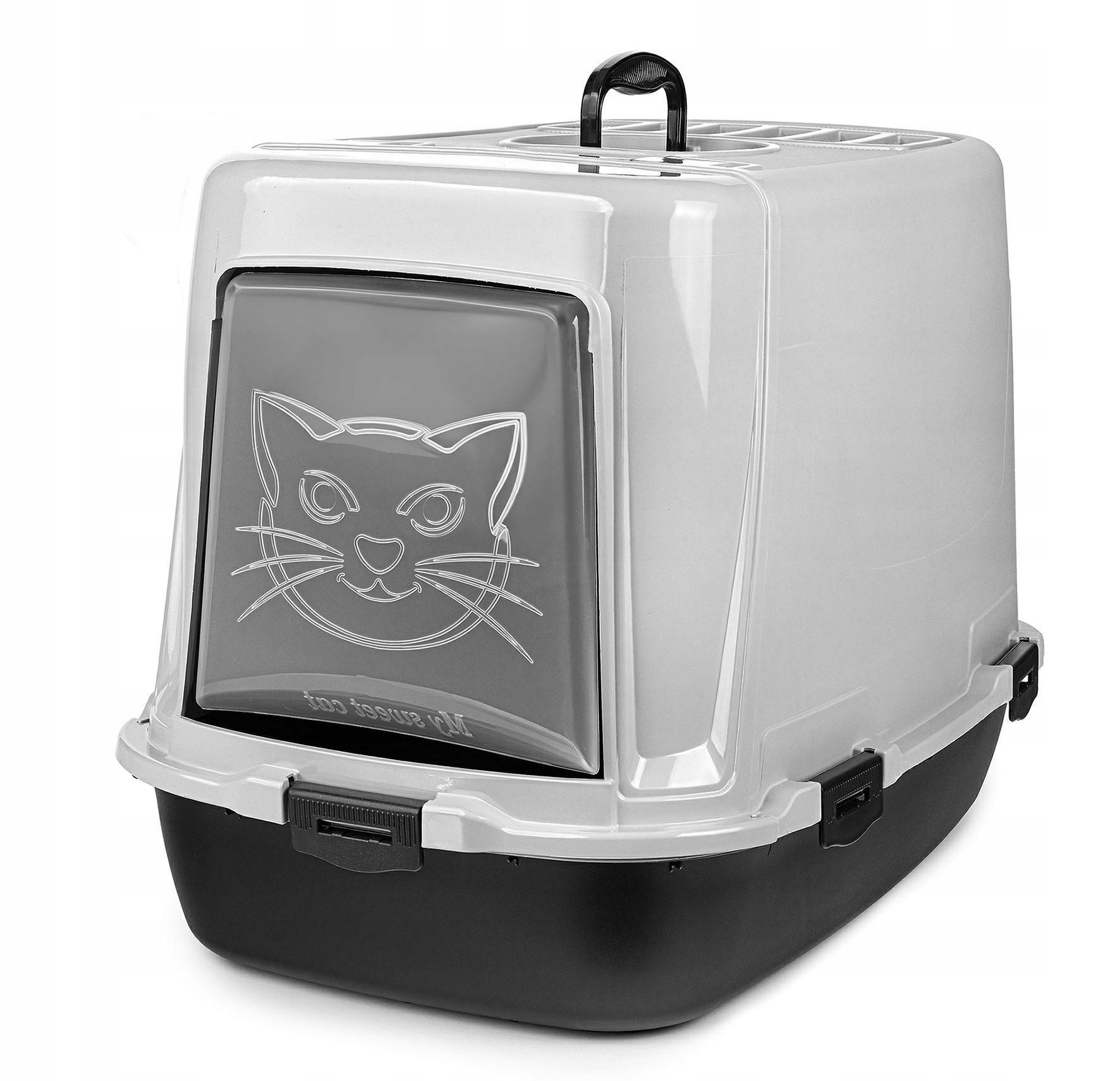 Levně Velká uzavřená toaleta pro kočky toaleta stelivo -černá