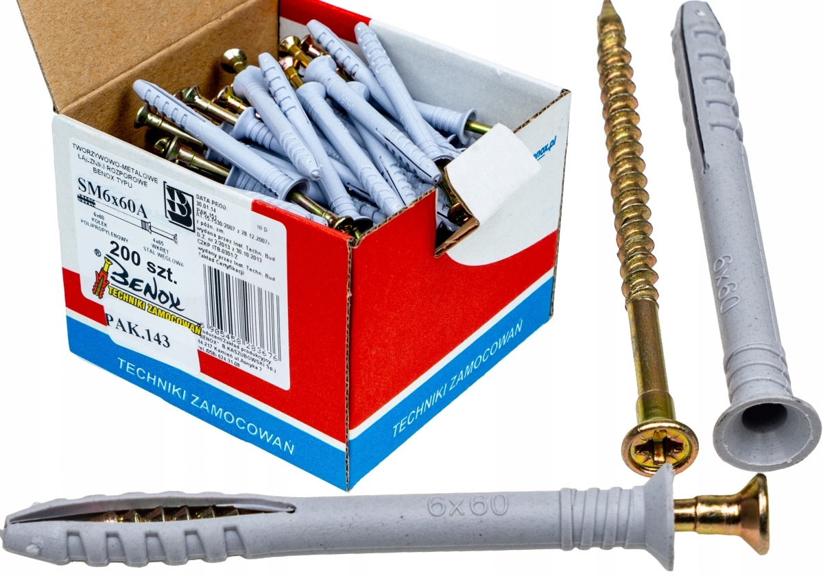 

Kołek wbijany Sm 6x60 A do szybki montaż 200szt.