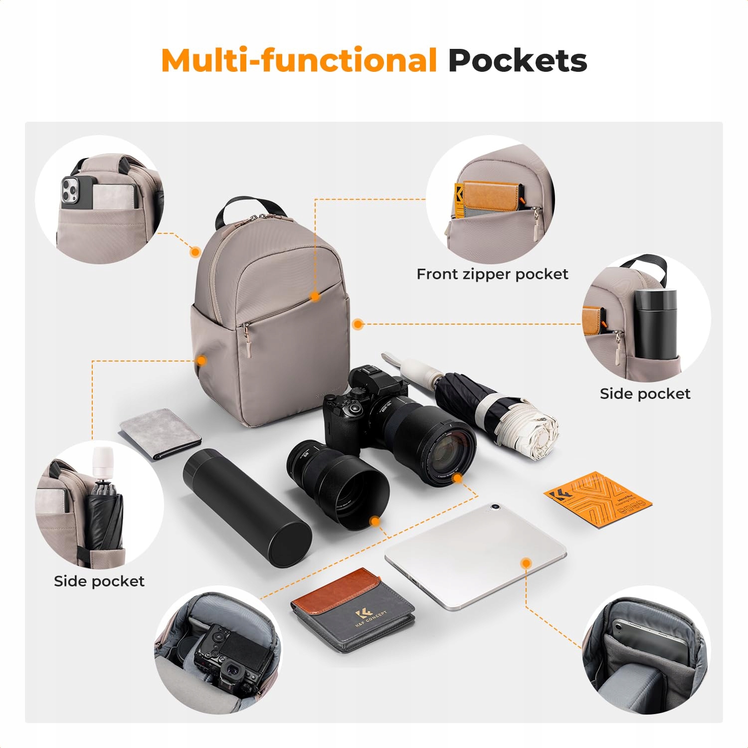 K&F CONCEPT Torba Na Aparat Wodoodporna Regulowany Pasek Na Ramię DSLR — miniatura 3