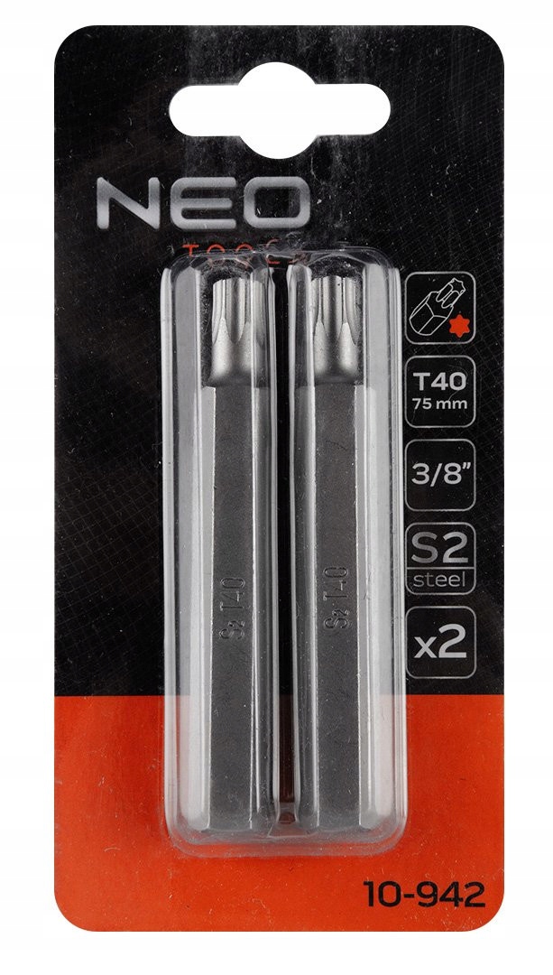 Końcówka Torx T40 x 75mm 3/8 S2 2szt. Neo