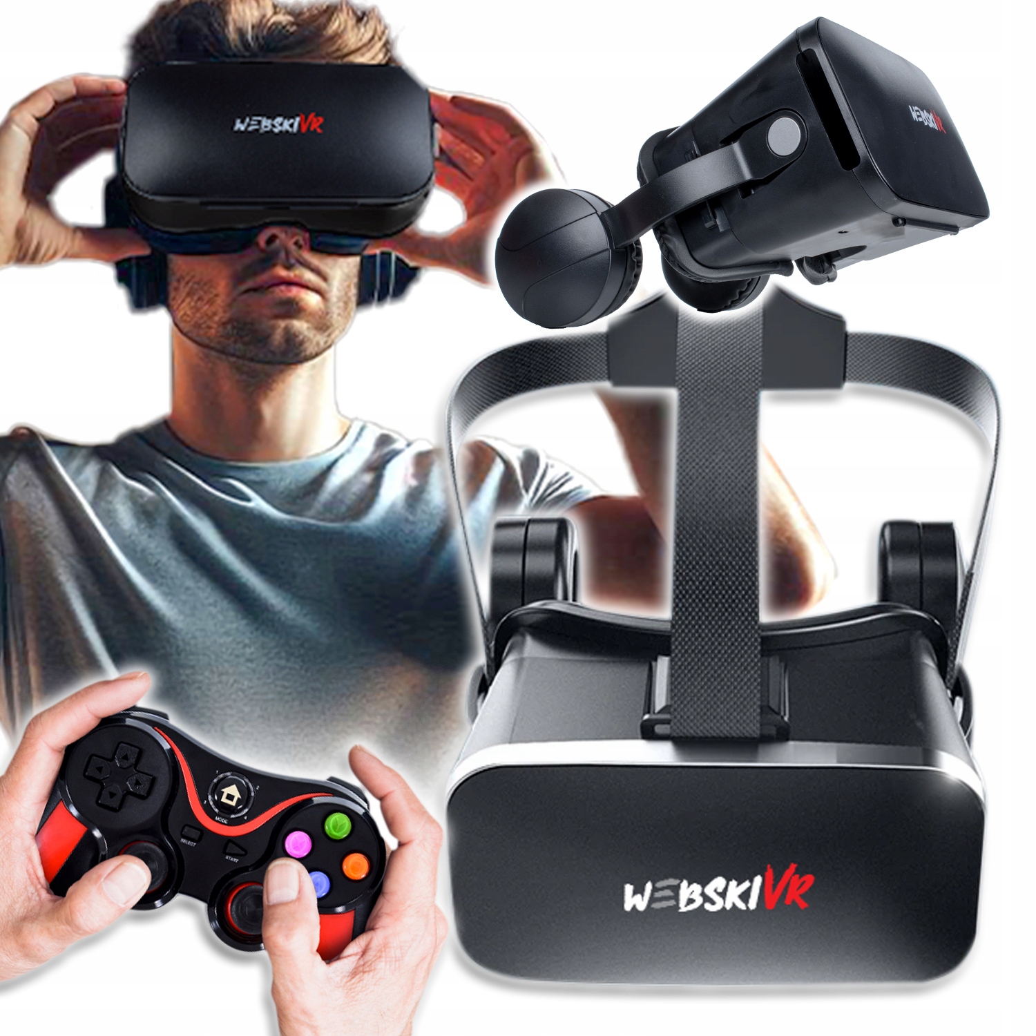 Virtuální Brýle Virtual Reality 360 Pro Sledování Filmů S Dálkovým Ovládáním Bluetooth