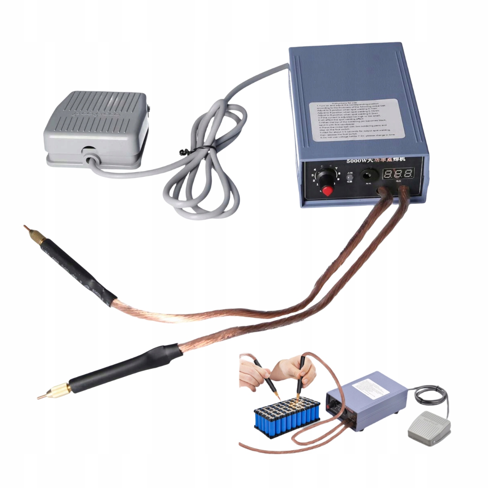 Výkonný Bodový Svařovací Stroj O Výkonu 5000 W S Nožním Pedálem Pro Bateriové Články