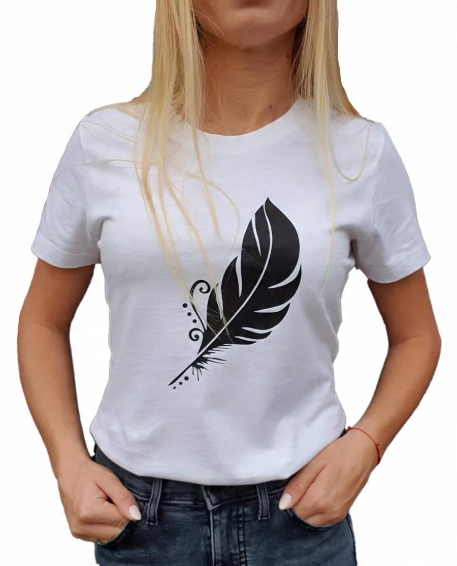 

T-shirt Koszulka Damska Z Nadrukiem Pióro M