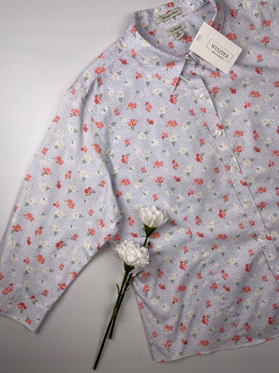 Koszula damska wzorzysta kwiatuszki kropeczki L.L. BEAN r. XL Petite Rozmiar XL