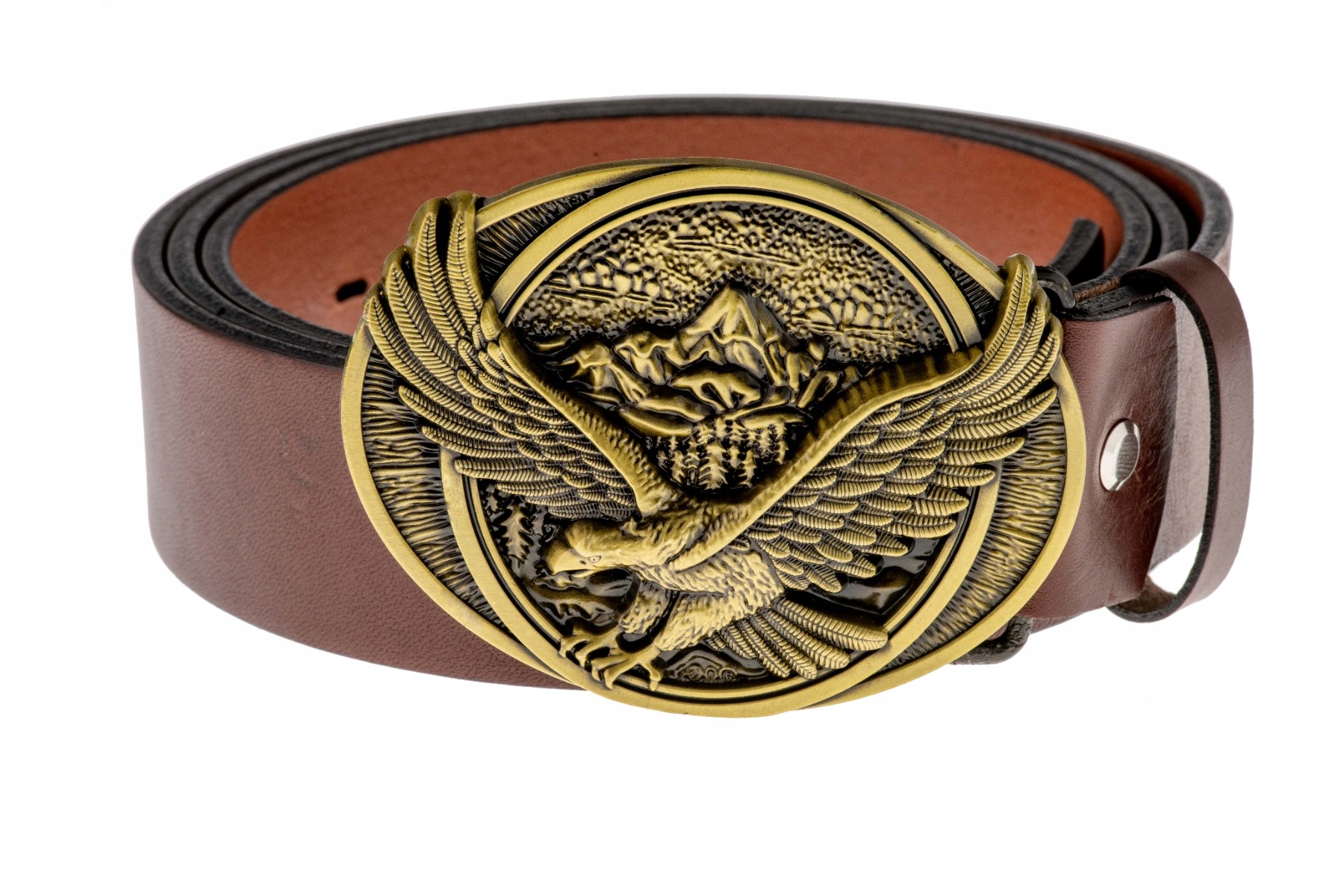 Kožený opasek Bór Hunter Elegance Mountain Eagle Yellow-100