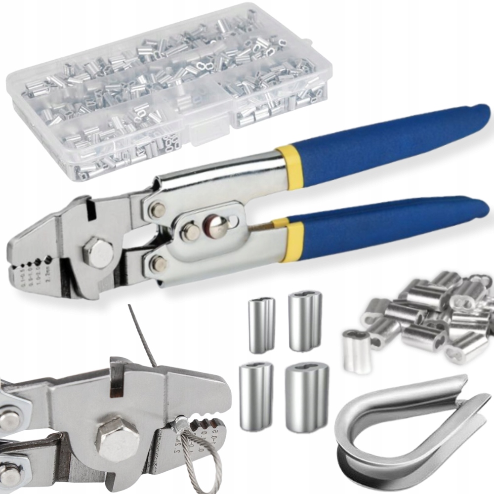 Narzędzie Do Zaciskania Linek Stalowych Zaciskarka 176 Elementów Zestaw