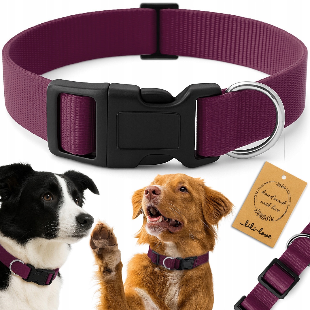 OBROŻA PARCIANA DLA PSA SOLIDNA TAŚMA SPACEROWA 2,5cm REGULOWANA 30-45cm