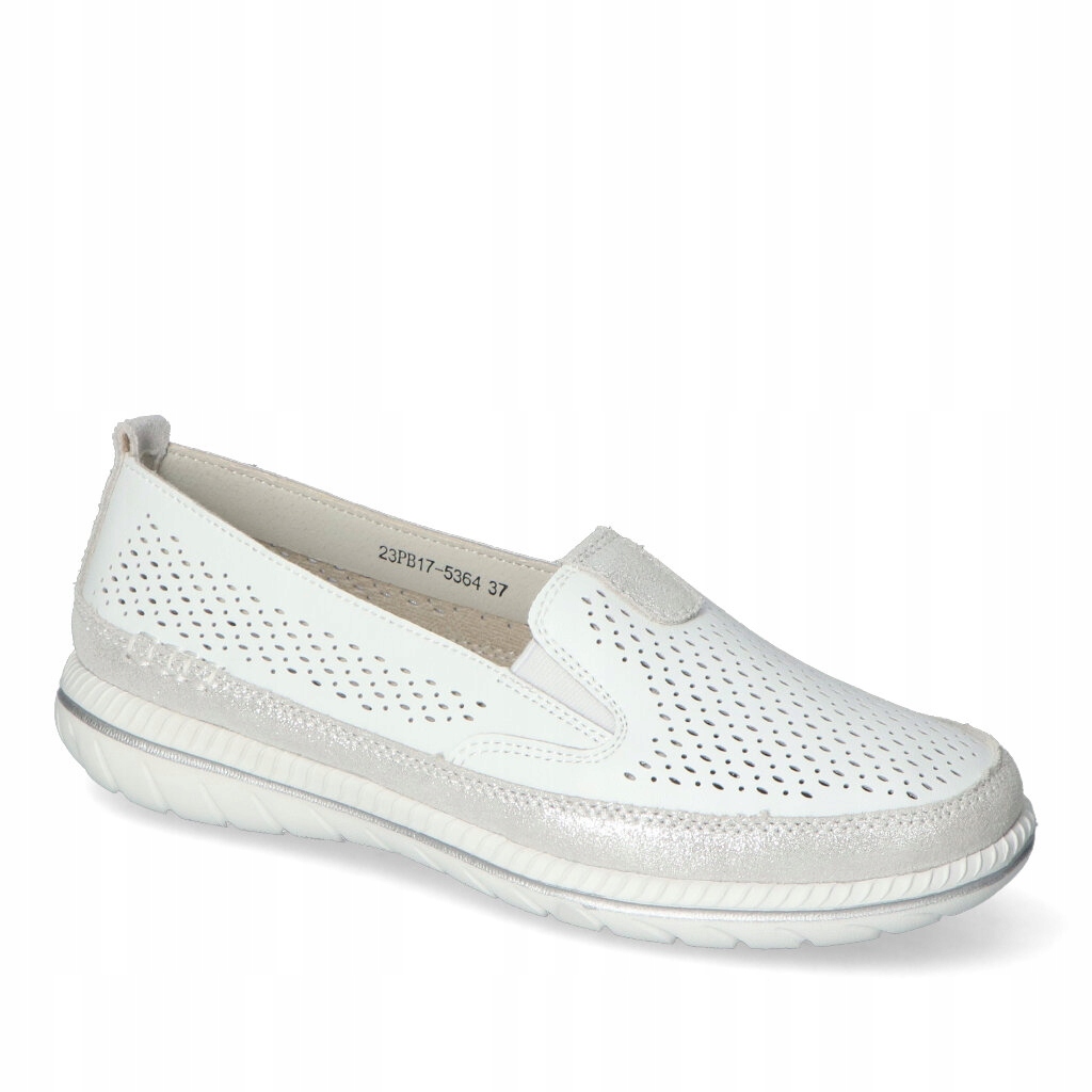 Dámské mokasíny Evento Bílé-Stříbrné Kožené 40
