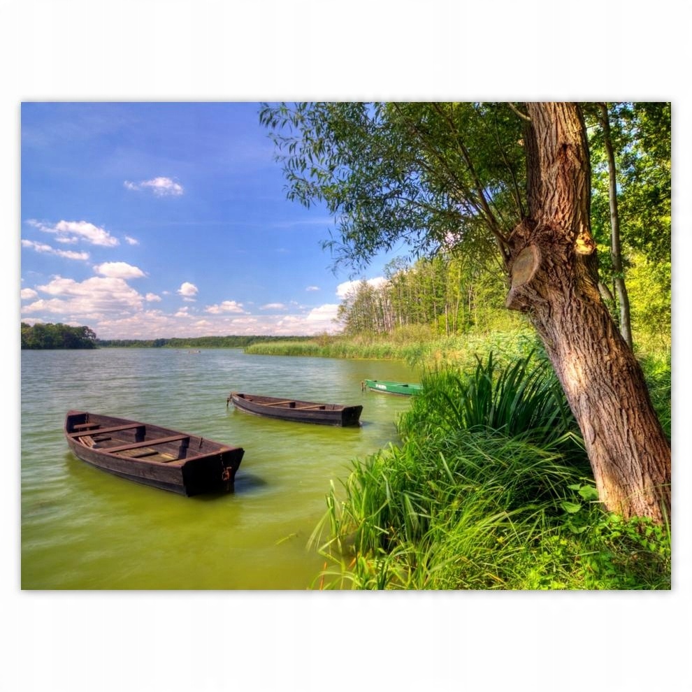 

Plakat 40x30 Łódki wędkarskie Jezioro