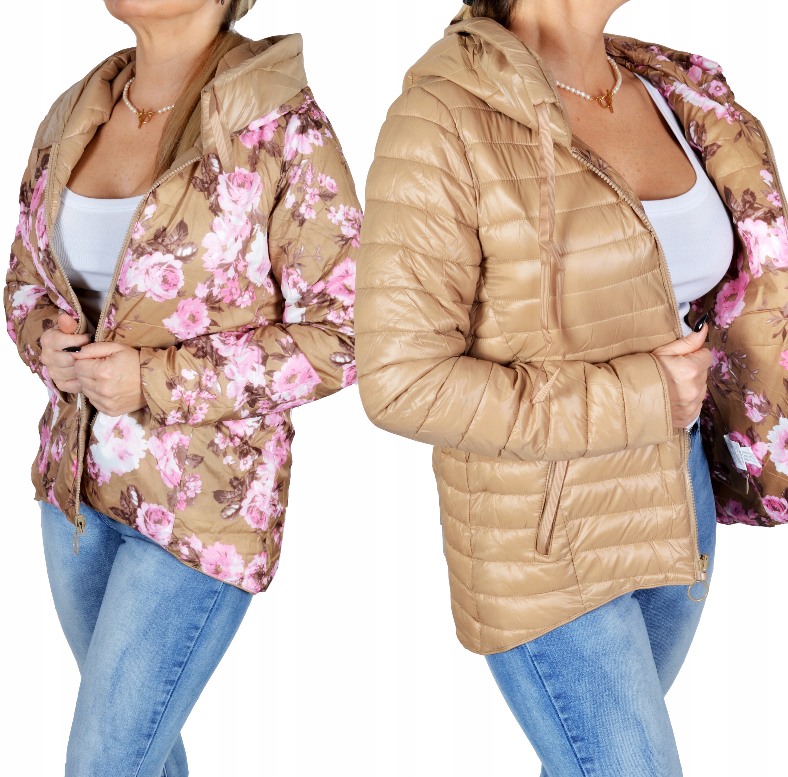 

Pikowana kurtka damska lekka dwustronna Plus Size
