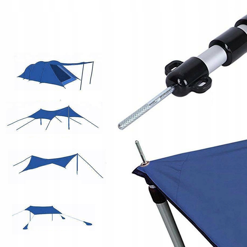 2×TELESKOPOWE MASZTY NAMIOTOWE, ALUMINIOWE SŁUPKI PLANDEKOWE 90-230CM Liczba pałąków 2