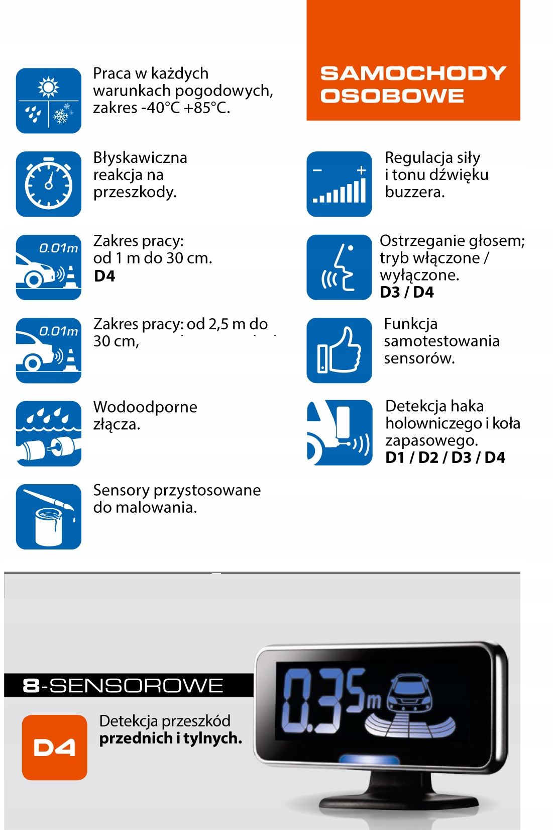 Czujnik parkowania Steelmate Ebat D4 Flush Mount Sensor type electromagnetic