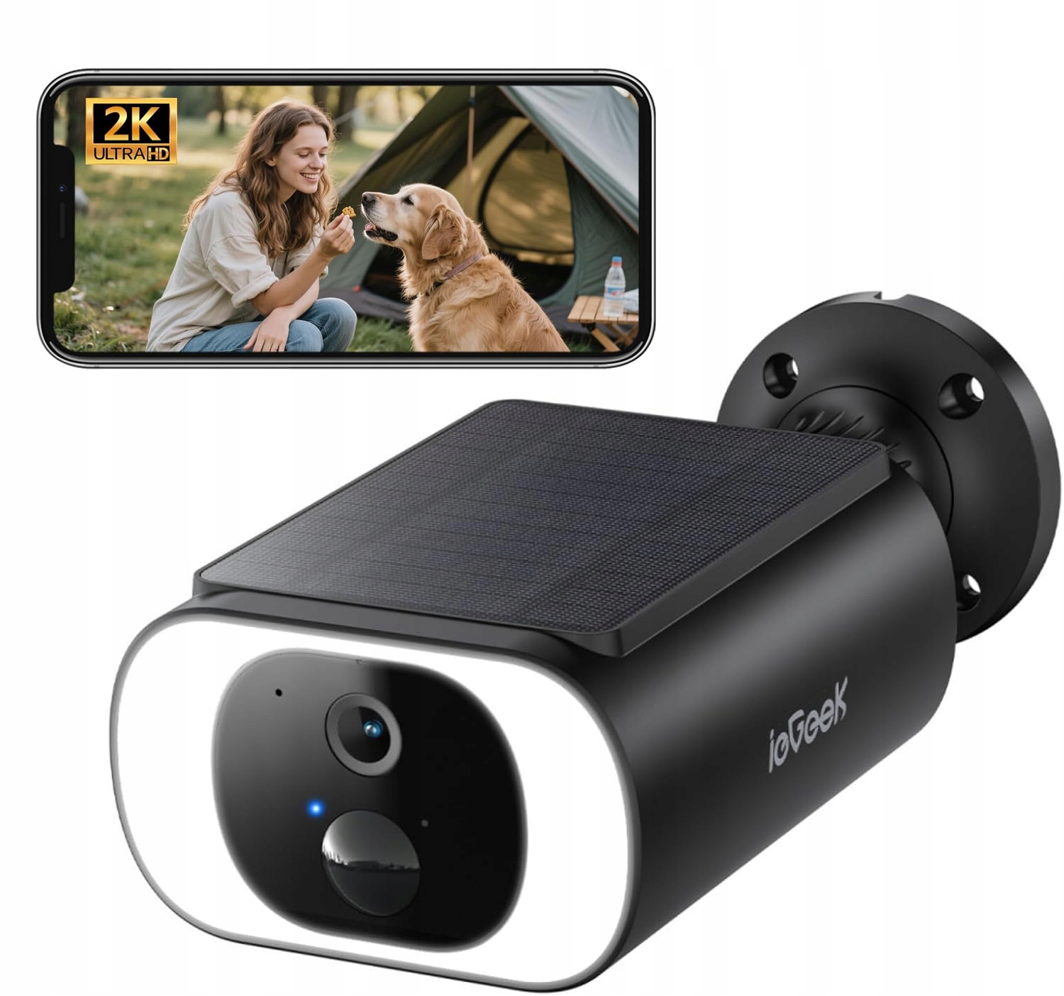 Solární Bezpečnostní Kamera Ip Smart Wifi 3MPX 2K Full Hd Pro Monitorování