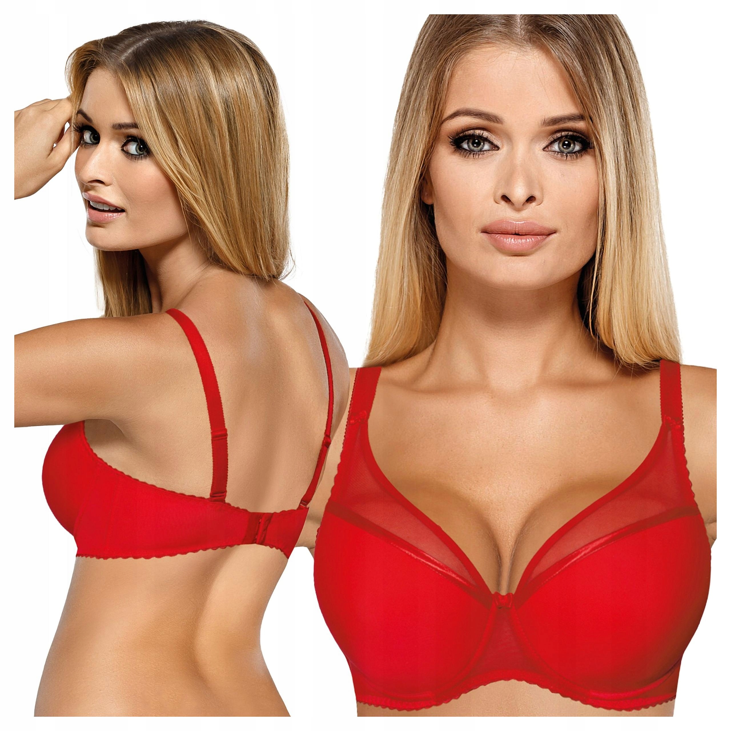 Podprsenka Push Up Hladká podprsenka Velké velikosti Zvětšovací červená 75D