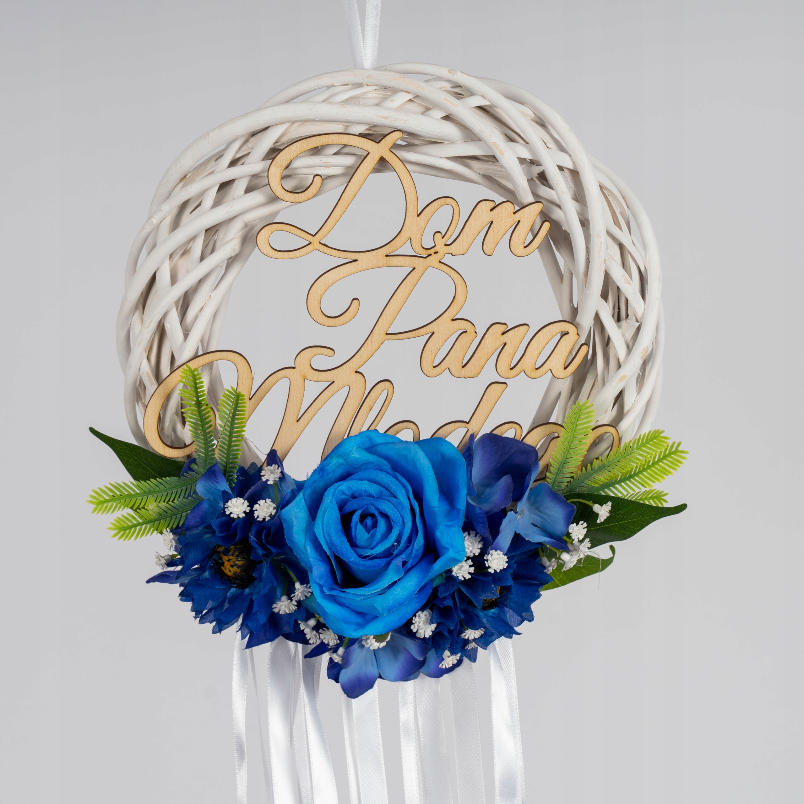 Wianek na drzwi Dom Pana Młodego 25 cm niebieska dekoracja Marka inna
