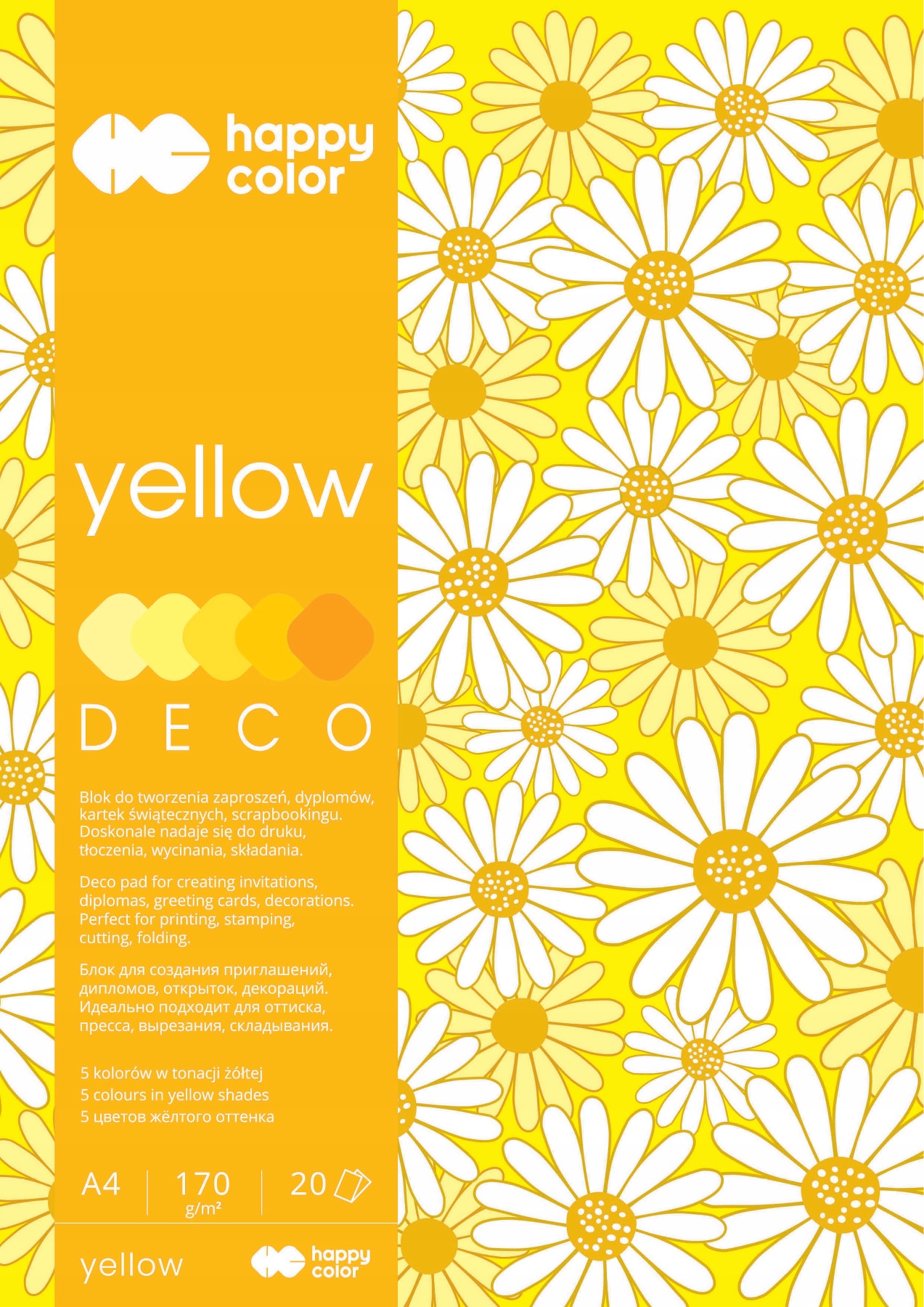 Happy Color BLOK DECO YELLOW A4 170g 20 kartek EAN (GTIN) 5905130004995