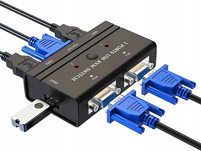 

2-portowy przełącznik Usb Vga Kvm 2 In 1OUT 3xUSB