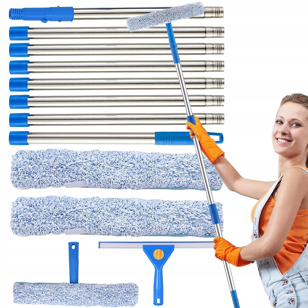 Teleskopowy Mop Do Czyszczenia Okien 2W1 Skrobak I Szczotka Mikrofibra 3M