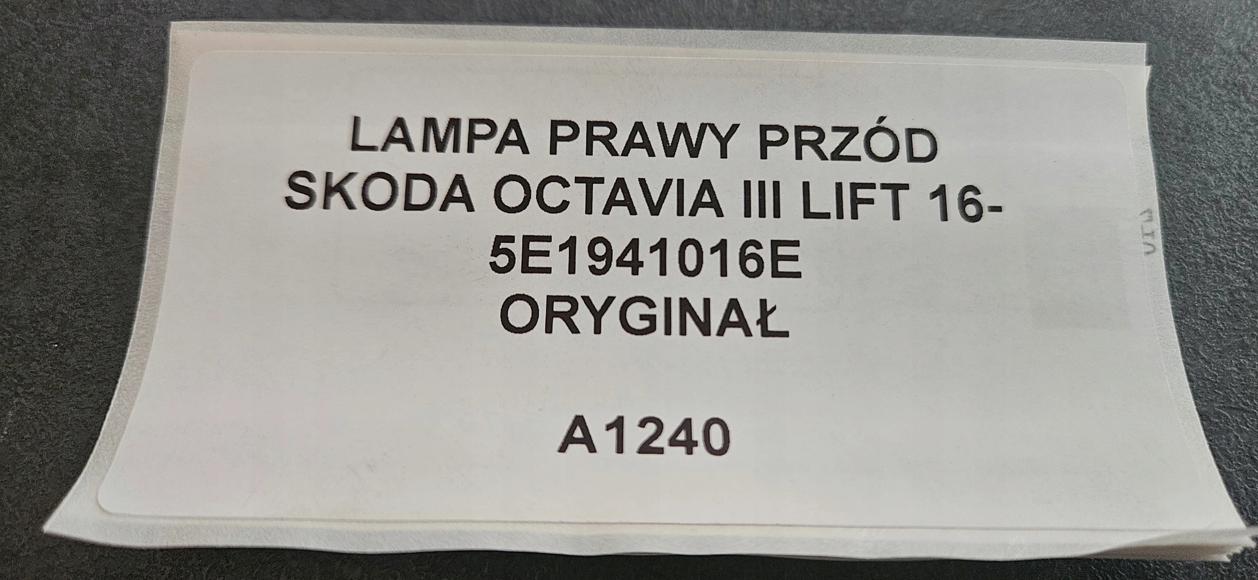 light right front FULL LED SKODA OCTAVIA III LIFT 16- original 5E1941016E